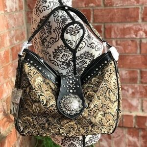 Montana west paisley print concho shoulder bag